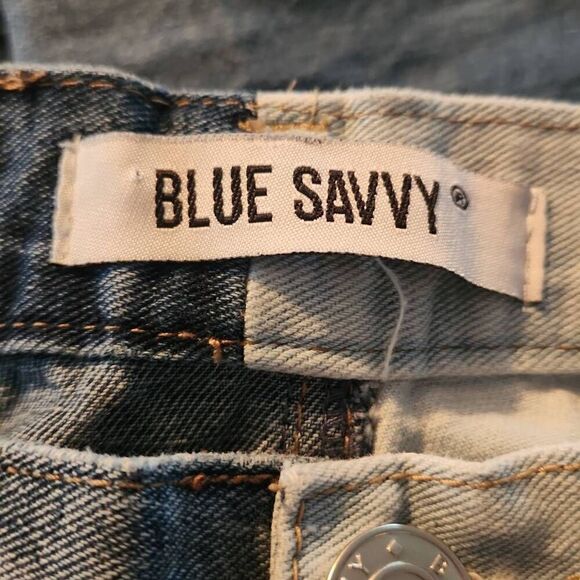 Blue Savvy Denim Juniors Size 5 Two Tone Straight Leg Blue Jeans - Picture 4 of 6
